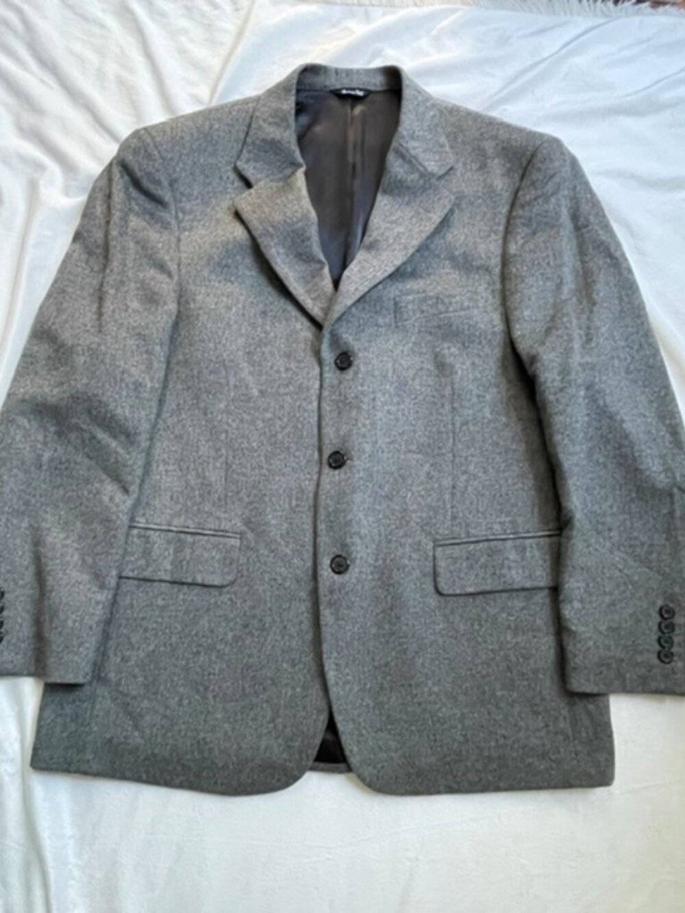 Bill Blass Men's 100% Camel Hair Sport Blazer Coat, Grey, Size 42R